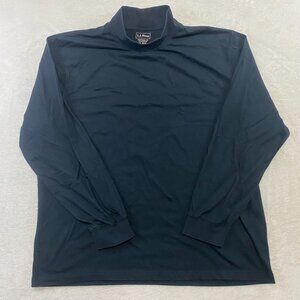 LL Bean Long Sleeve Mock Neck Shirt Mens XL Reg Black 100% Cotton 508087
